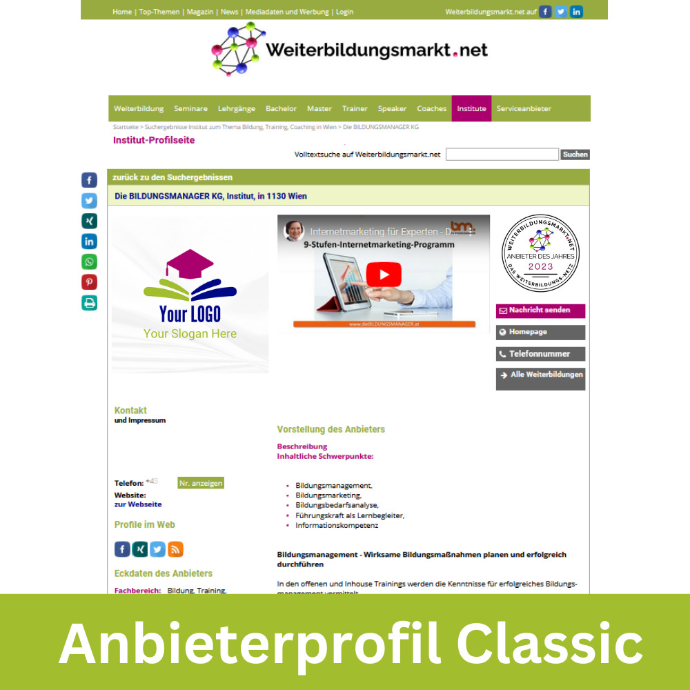 Anbieterprofil Classic Demo