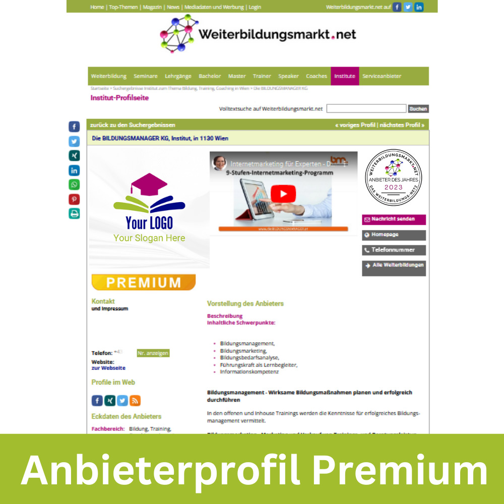 Anbieterprofil Premium Demo