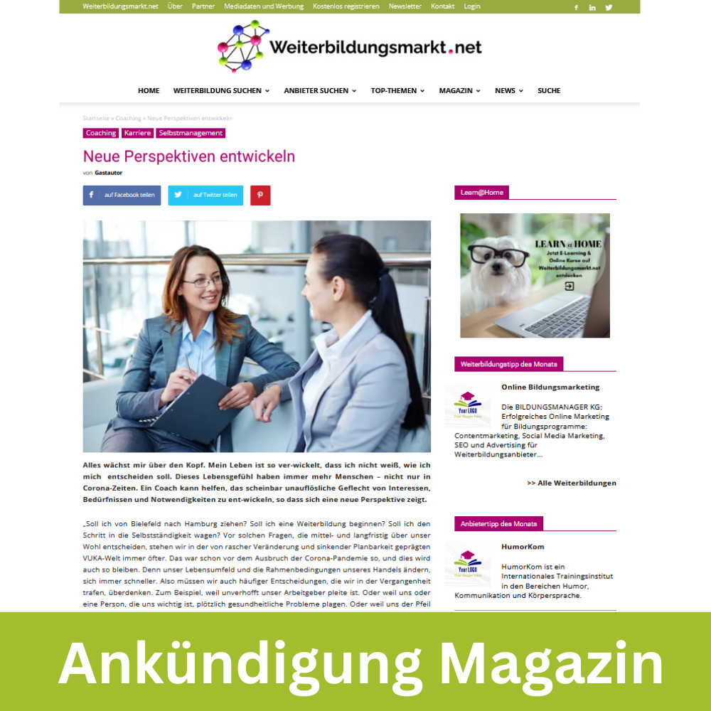 Ankündigung Magazin