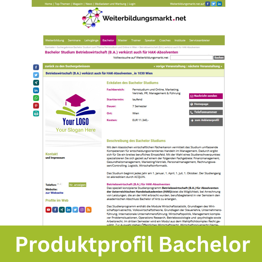 Produktprofil Bachelor Demo
