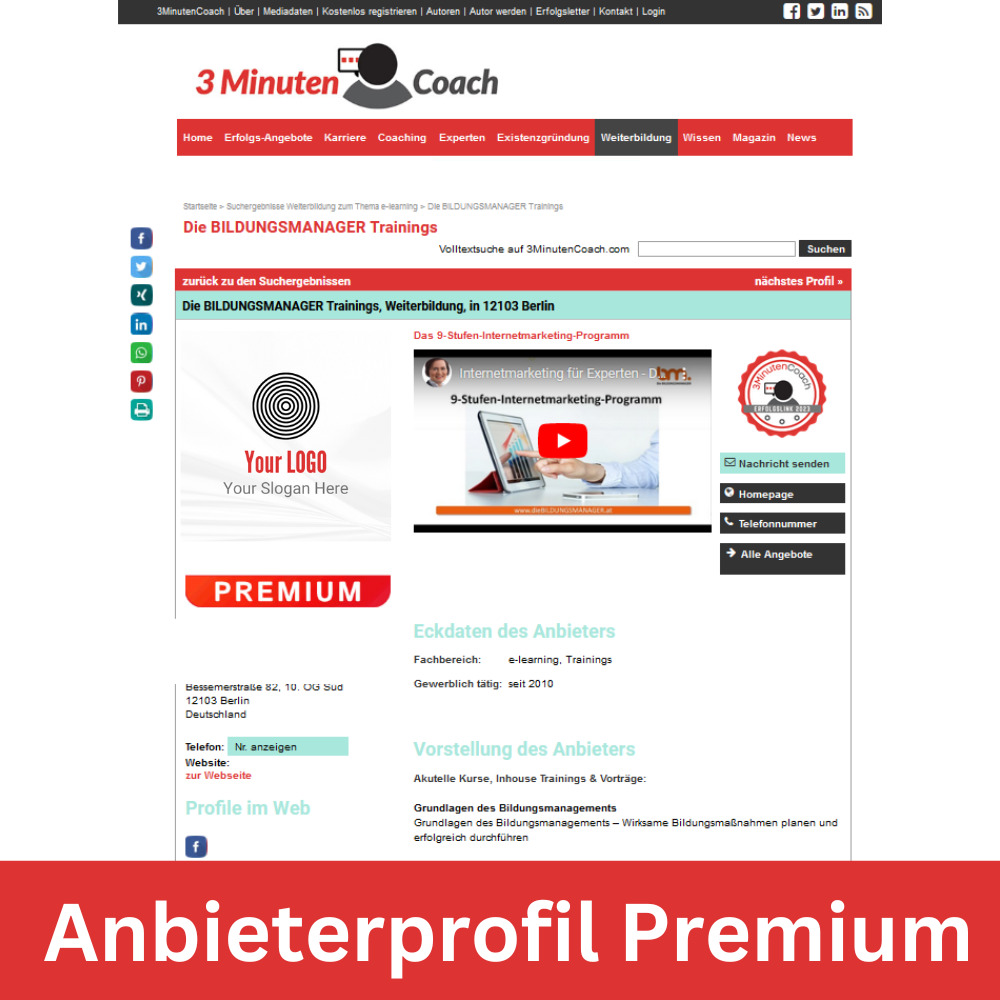 Anbieterprofil Premium 3MC
